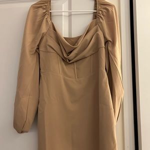 Princess Polly, Size 8, Tan, Mini formal dress with long sleeves